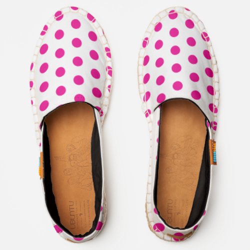 Hot Pink and White Geometric Polka Dots Espadrilles