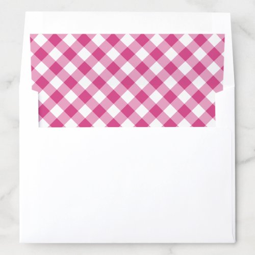 Hot Pink and White Gingham Plaid Pattern Envelope Liner