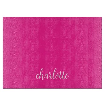 Hot Pink And White Girly Calligraphy Script Cutting Board by pinkgifts4you at Zazzle