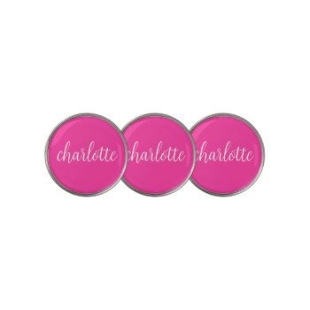 Hot Pink And White Girly Calligraphy Script Golf Ball Marker by pinkgifts4you at Zazzle