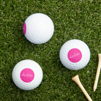 Hot Pink And White Girly Calligraphy Script Golf Balls by pinkgifts4you at Zazzle