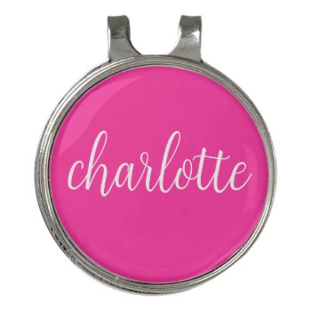 Hot Pink And White Girly Calligraphy Script Golf Hat Clip by pinkgifts4you at Zazzle