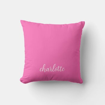 Hot Pink And White Girly Calligraphy Script Throw Pillow by pinkgifts4you at Zazzle