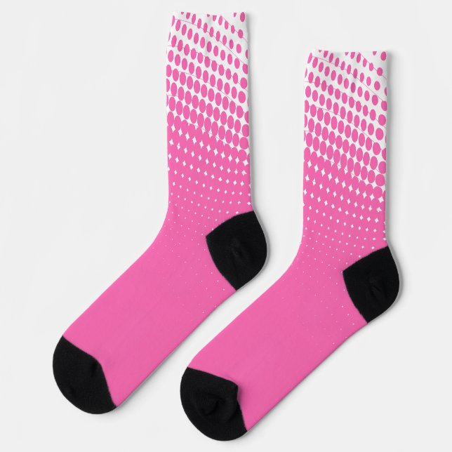 Hot Pink And White Gradient Pattern Socks (Left)