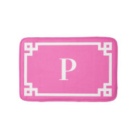 Hot Pink and White Greek Key Frame Monogram