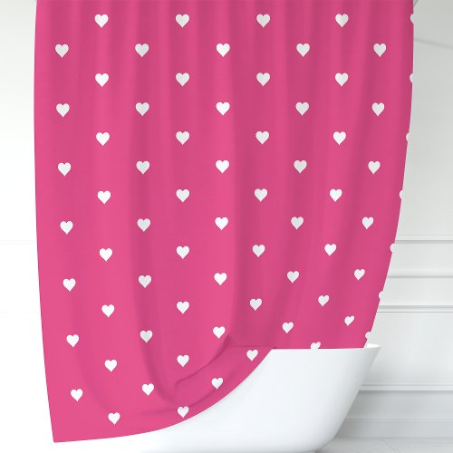 Hot Pink And White Hearts Shower Curtain