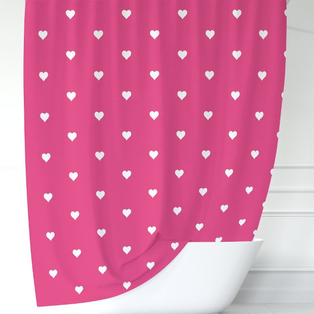 Hot Pink and White Hearts Shower Curtain (Creator Uploaded)