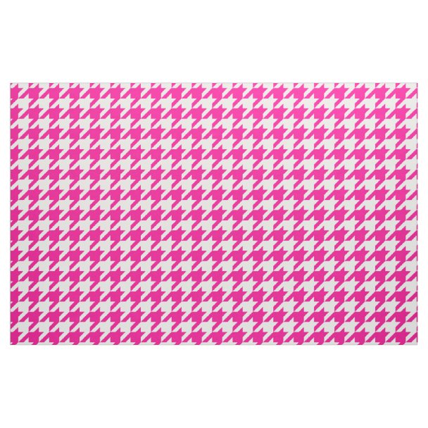 White & Pink Houndstooth Seamless Pattern Fabric Zazzle