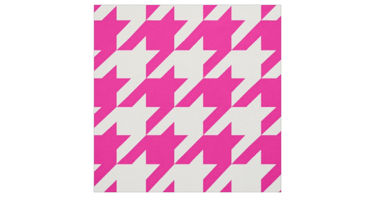 Hot Pink and White Houndstooth Fabric Zazzle