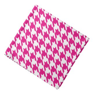 Hot Pink and White Houndstooth Pattern Bandana