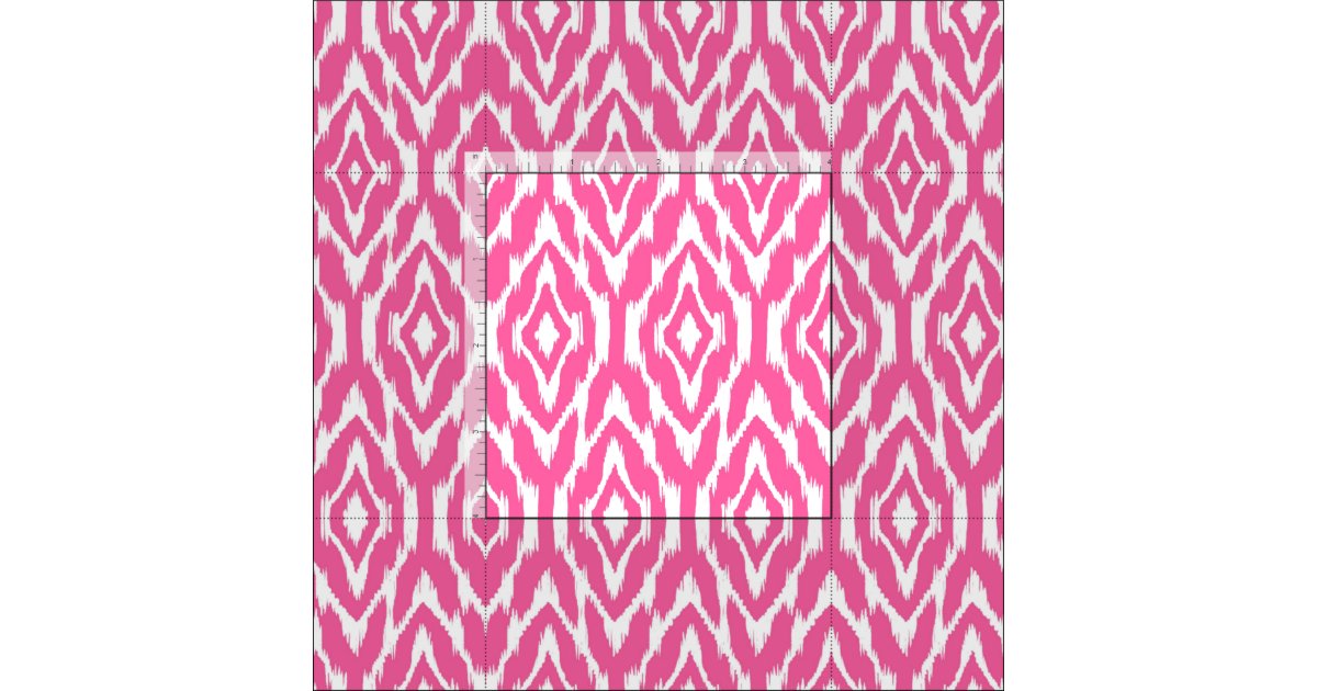 Hot Pink and White Ikat Pattern Fabric