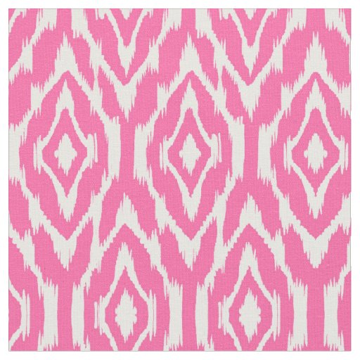 Hot Pink and White Ikat Pattern Fabric