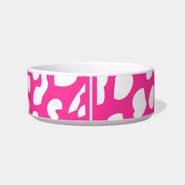 Hot Pink and White Leopard Pet Bowl (Back)