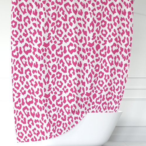 Hot Pink And White Leopard Shower Curtain