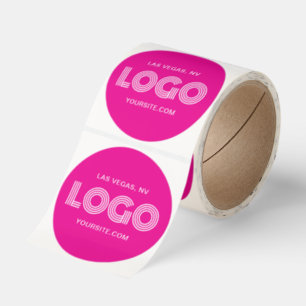 Hot Pink and White Logo Promo Classic Round Sticker