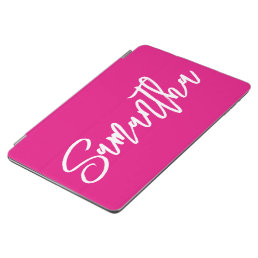 Hot Pink and White Modern Brush Script iPad Air Cover