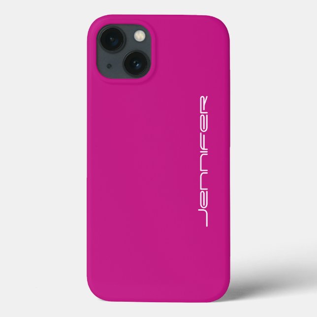 Hot Pink and White, Name, Minimalist Case-Mate iPhone Case (Back)