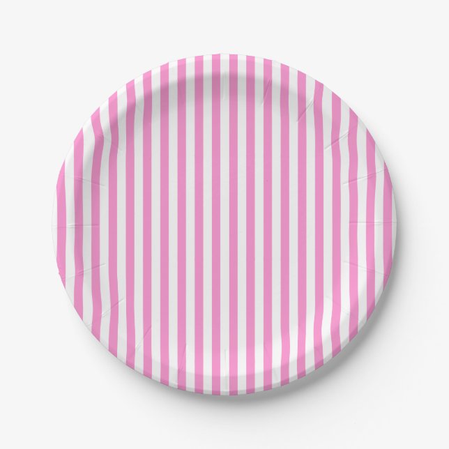 Hot Pink and White Paper Plates (Front)
