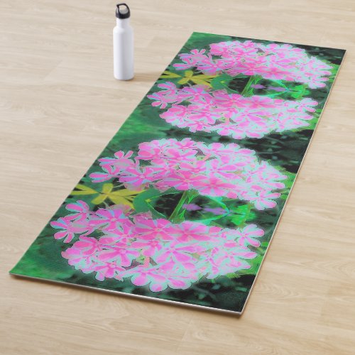 Hot Pink and White Peppermint Twist Flower Yoga Mat