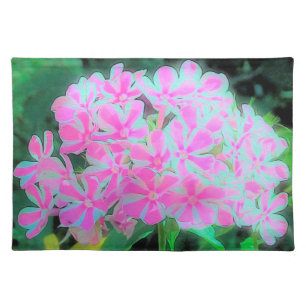 Hot Pink and White Peppermint Twist Garden Phlox Cloth Placemat