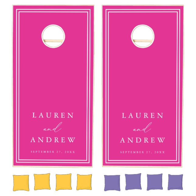 Hot Pink and White Personalized Cornhole Set (Set)