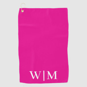 Hot Pink and White Personalized Golf Towel