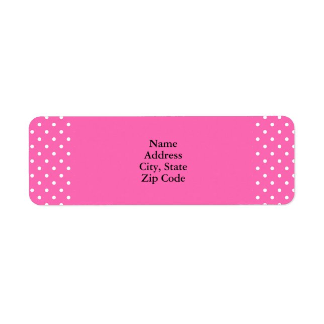 Hot Pink and White Polka Dot Pattern Label (Front)