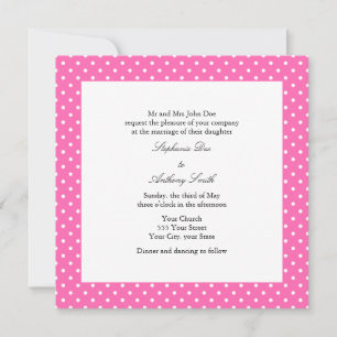 Hot Pink and White Polka Dot Wedding Invitation