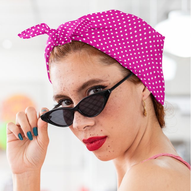Hot Pink and White Polka Dots Bandana (Hot Pink and White Polka Dots Bandana)