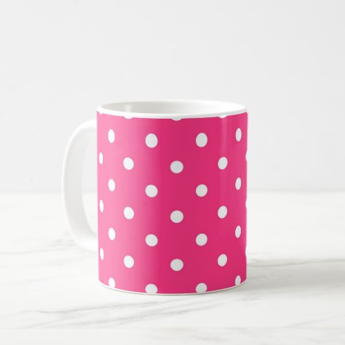 Hot Pink and White Polka Dots Coffee Mug