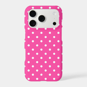 Hot Pink and White Polka Dots Modern iPhone 17 Pro Case