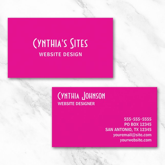 Hot Pink and White Retro Bold Business Card (Hot Pink and White Retro Bold Business Card)