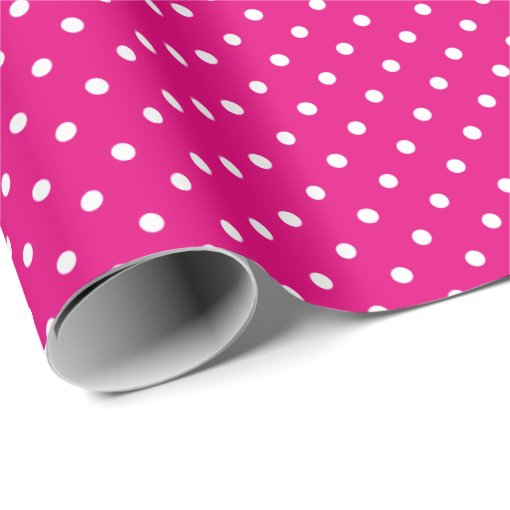 Hot Pink and White Small Polka Dot Wrapping Paper Zazzle