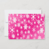 Hot Pink and White Snowflakes Reply Card (Back)