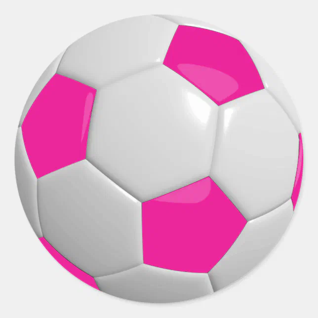 Hot Pink and White Soccer Ball Classic Round Sticker | Zazzle