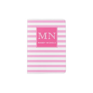 Hot Pink and White Striped Monogram 
