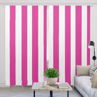 Hot Pink and White Stripes Blackout Curtains