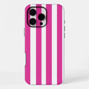 Hot Pink and White Stripes iPhone 16 Pro Max Case