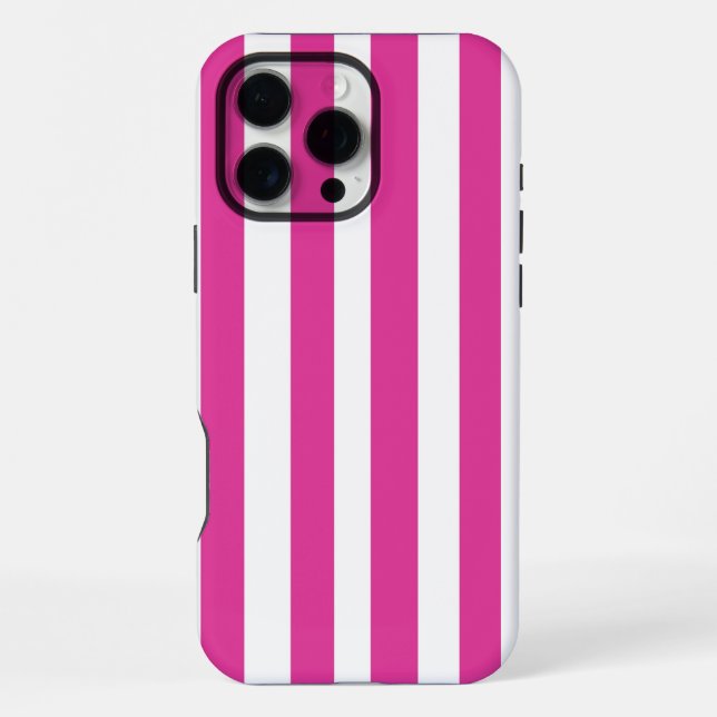 Hot Pink and White Stripes iPhone Case (Back)