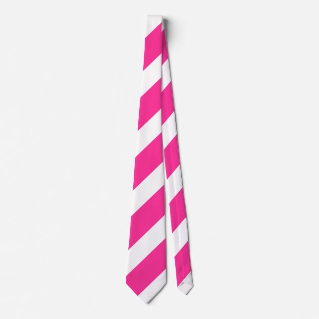 Hot Pink and White Stripes Neck Tie (Front)