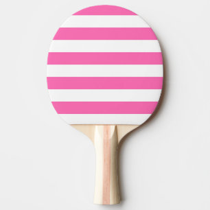 Hot Pink and White Stripes Ping Pong Paddle