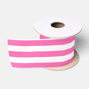 Hot Pink and White Stripes Satin Ribbon