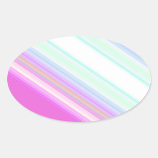 Hot Pink and White Strips Oval Sticker