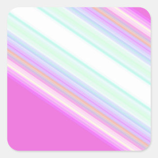 Hot Pink and White Strips Square Sticker