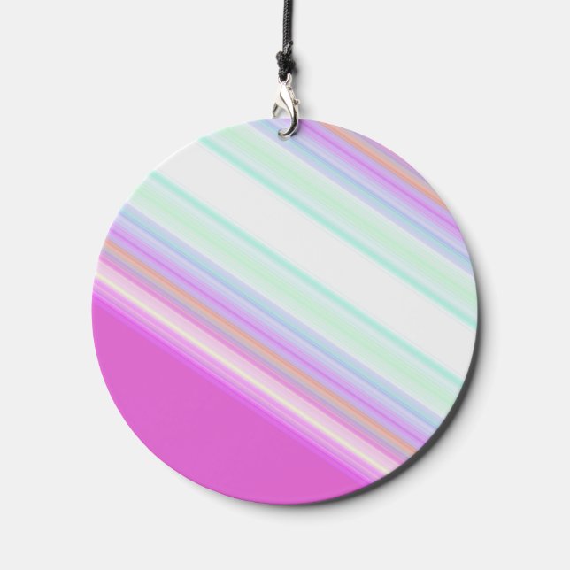 Hot Pink and White Strips Wind Chime (Front)