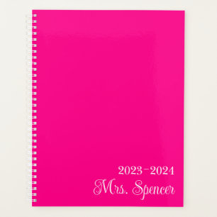Hot Pink and White Teacher Name Planner