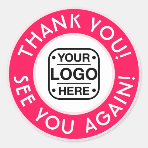Hot Pink And White Thank You Sticker With Logo