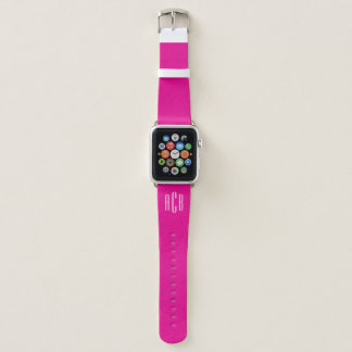 Hot Pink and White Three Letter Monogram Apple Watch Band