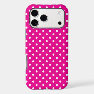 Hot Pink and White Tiny Polka Dot Pattern iPhone 17 Pro Max Case
