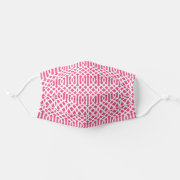 Hot Pink and White Trellis Pattern Cloth Face Mask